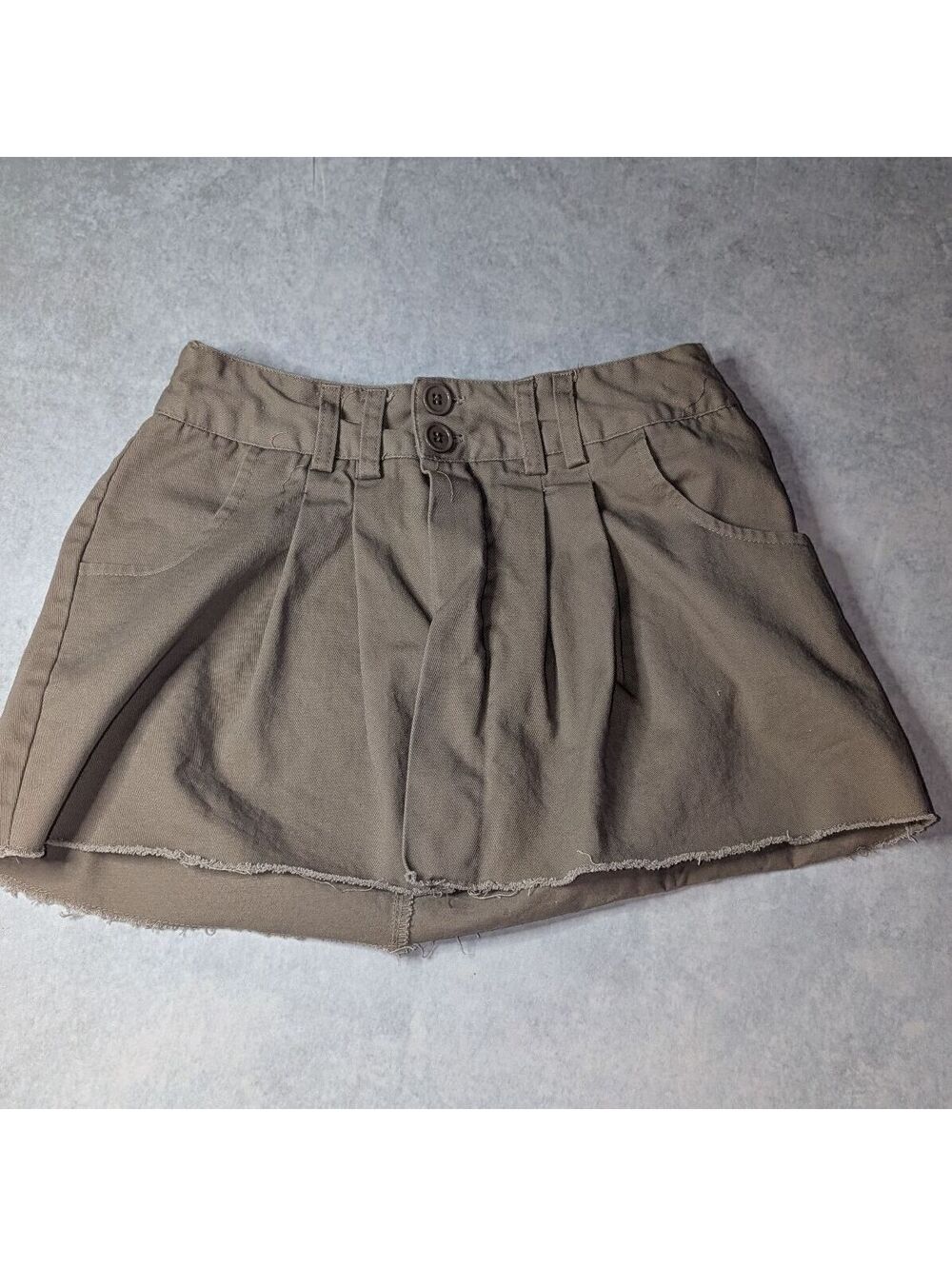 Riley & James Distressed Pleated Khaki Skort